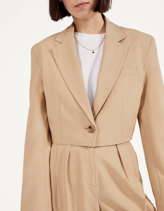 camel cropped blazer