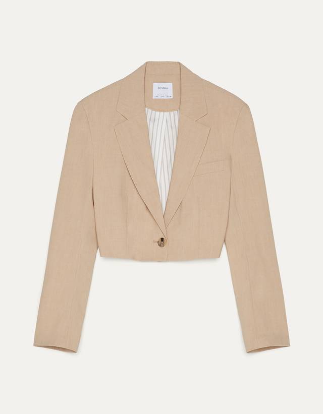 crop blazer beige