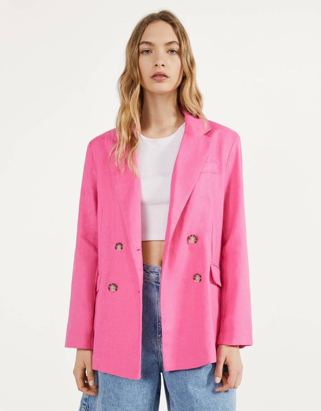 linen pink blazer