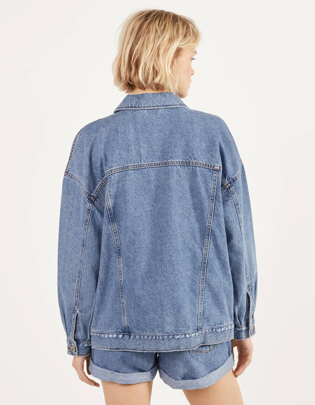 bershka oversized denim jacket