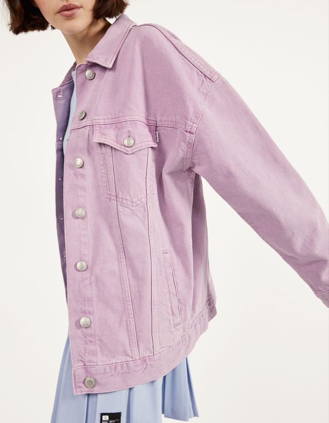 pink denim jacket bershka