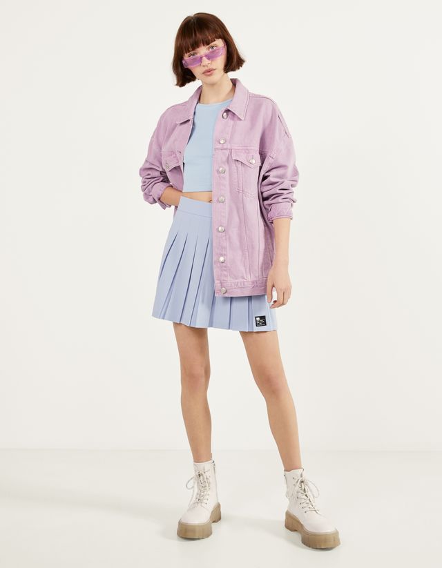 lilac oversized denim jacket