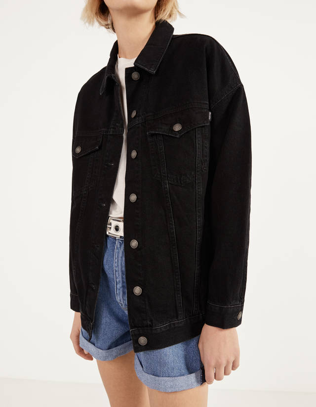 bershka black denim jacket