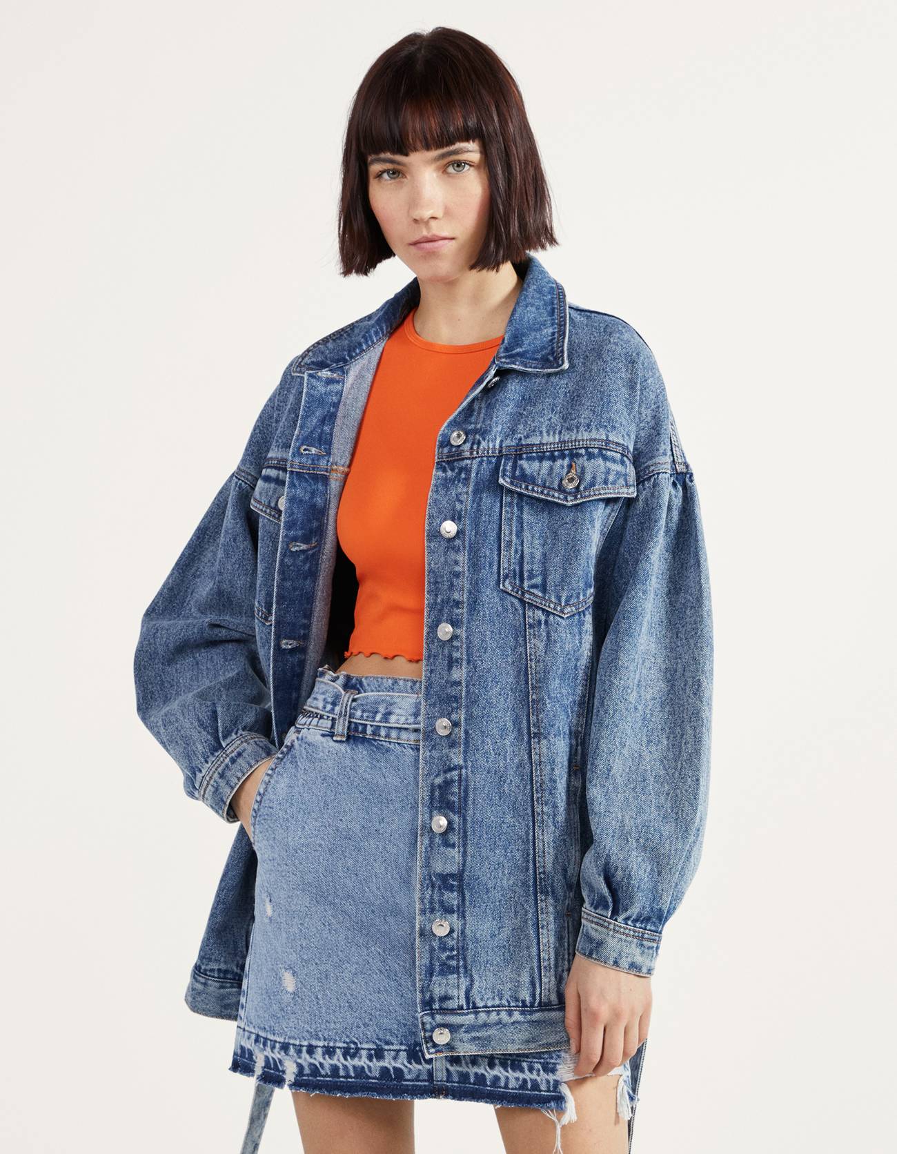 denim belt jacket