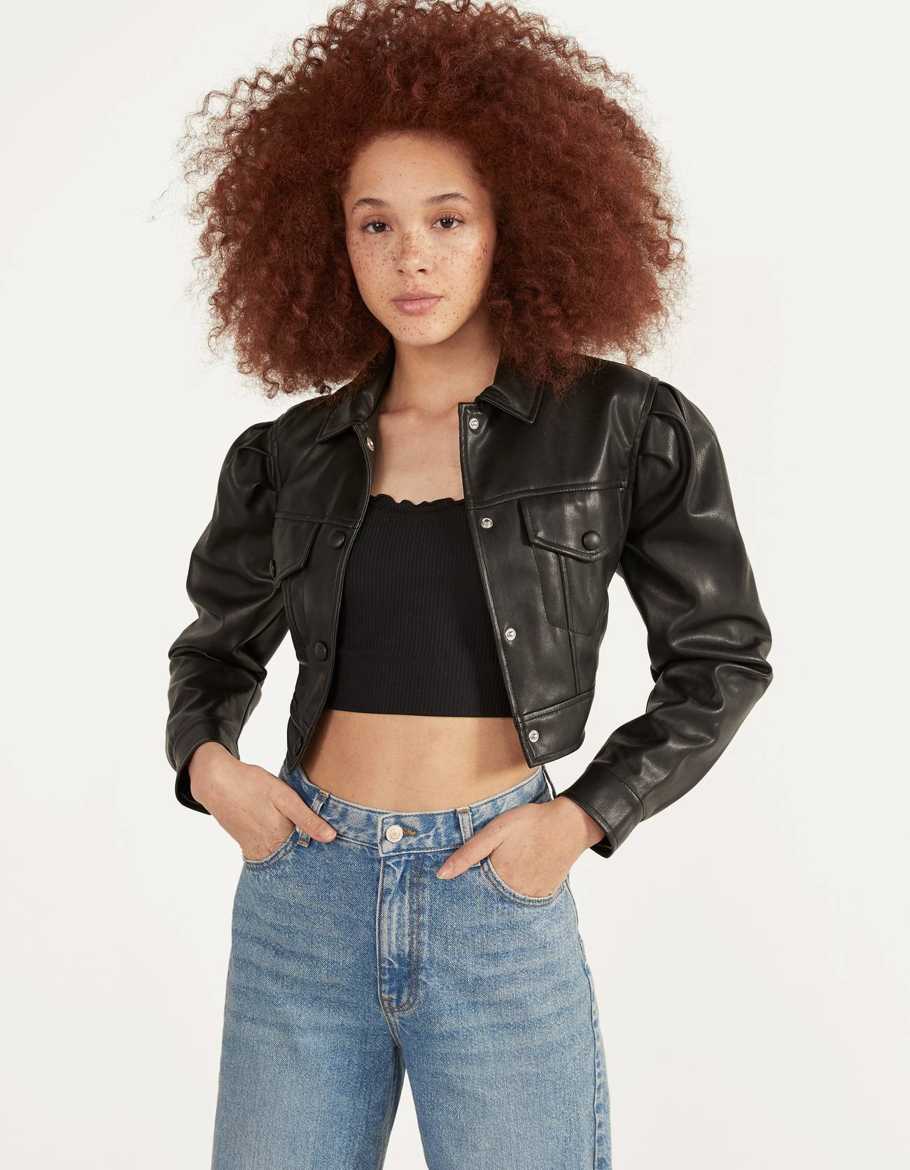 Cropped faux leather jacket - Skinny 