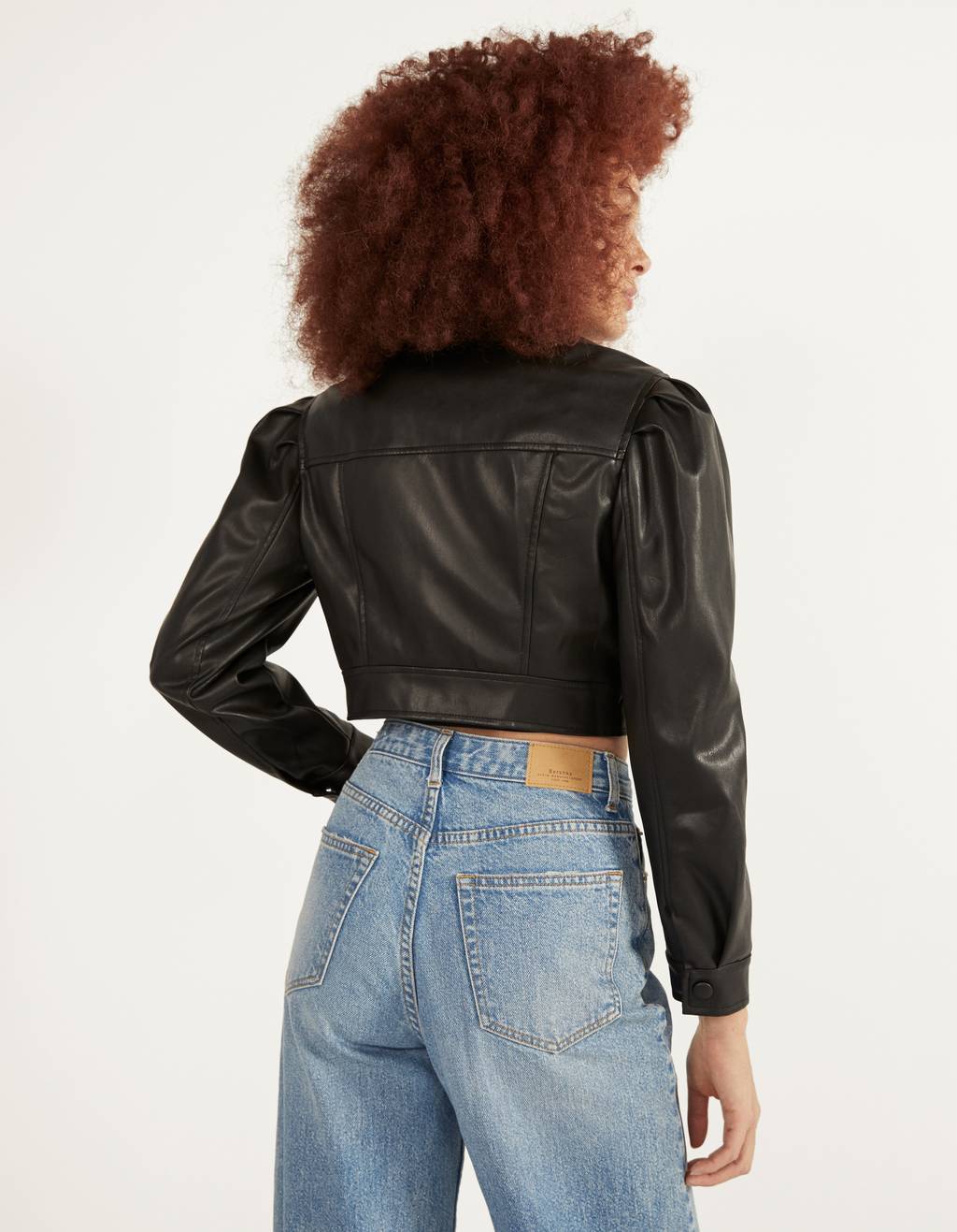 bershka cropped leather jacket