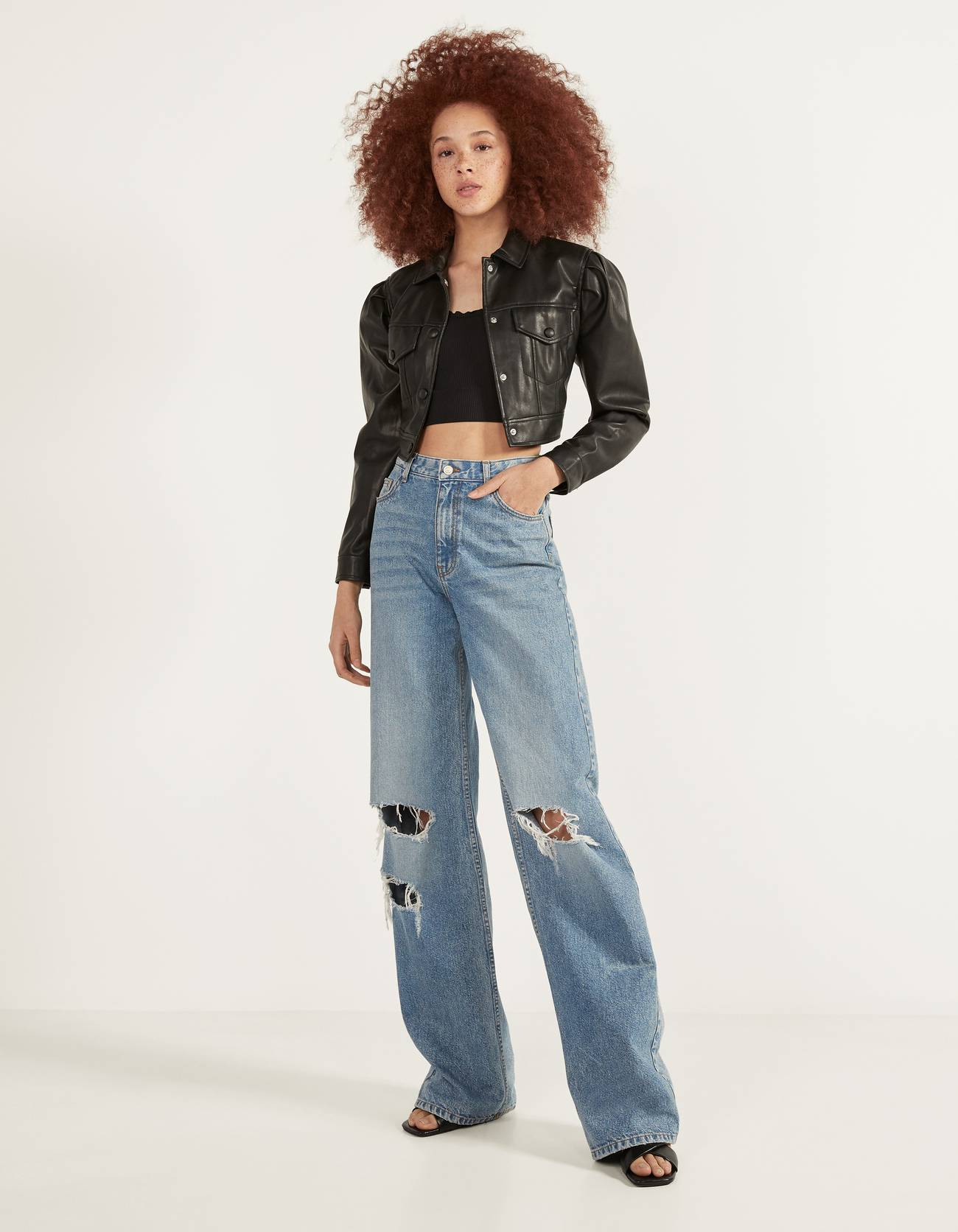Bershka Suni deri crop fit ceket 4 Bershka Suni deri crop fit ceket 5