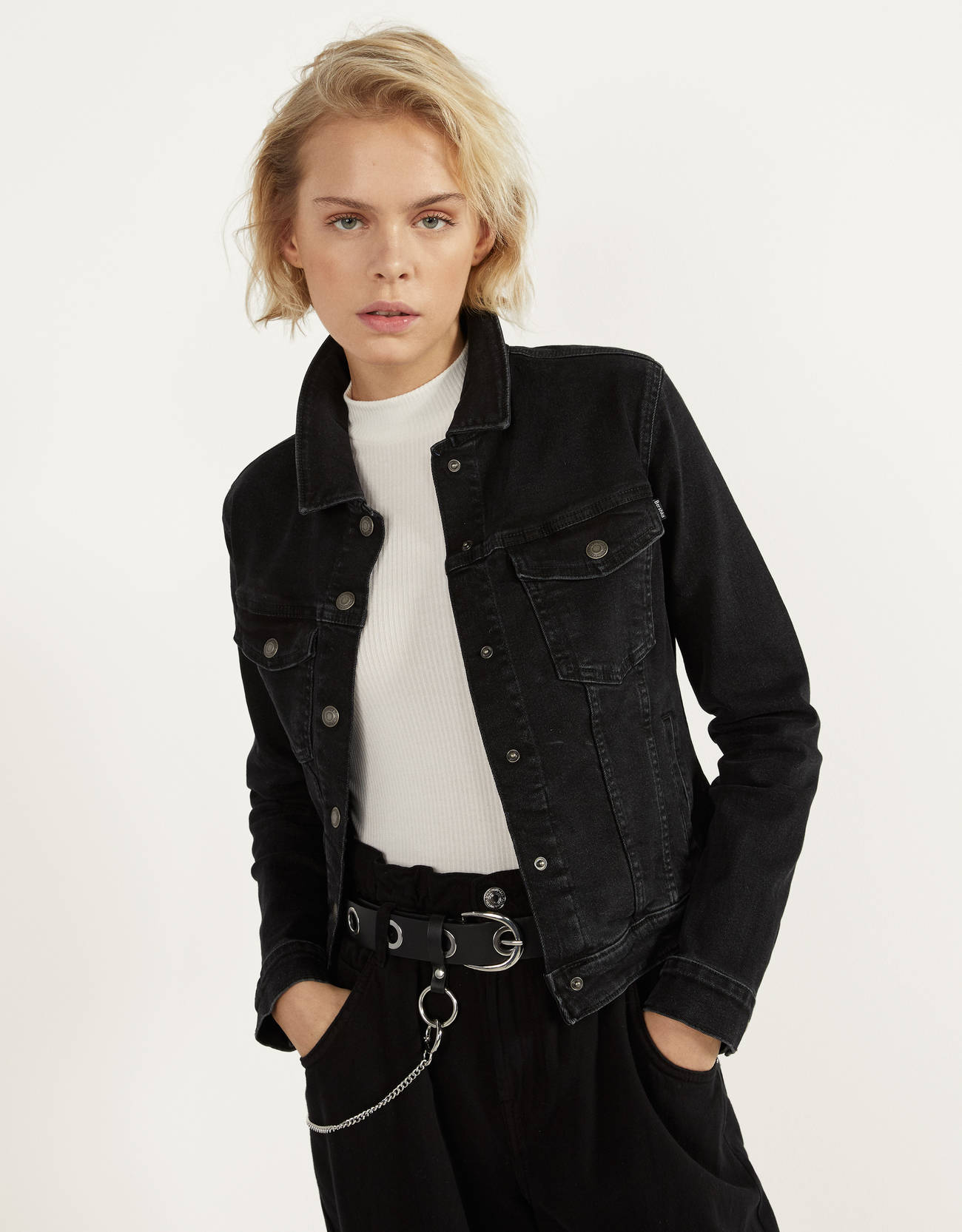 bershka black denim jacket