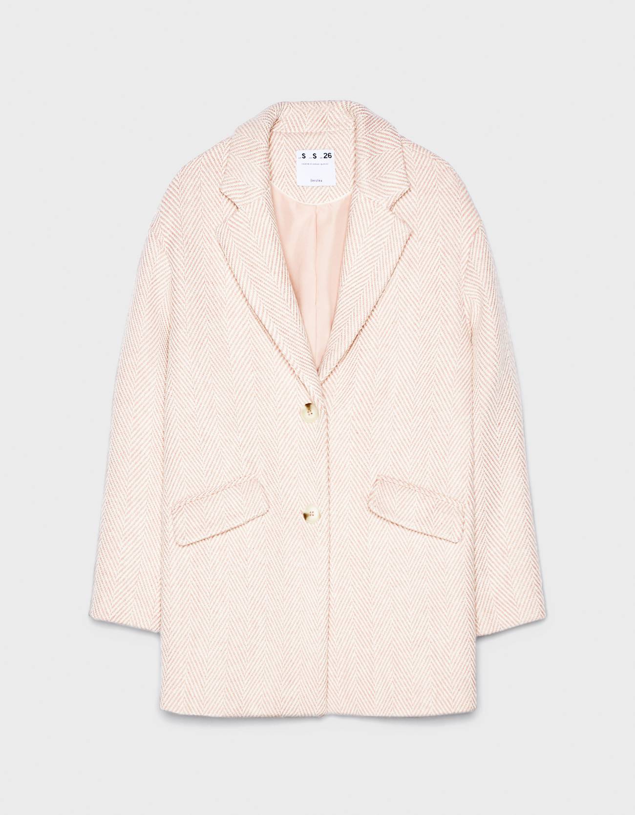 Пальто в мужском стиле Розовый Bershka