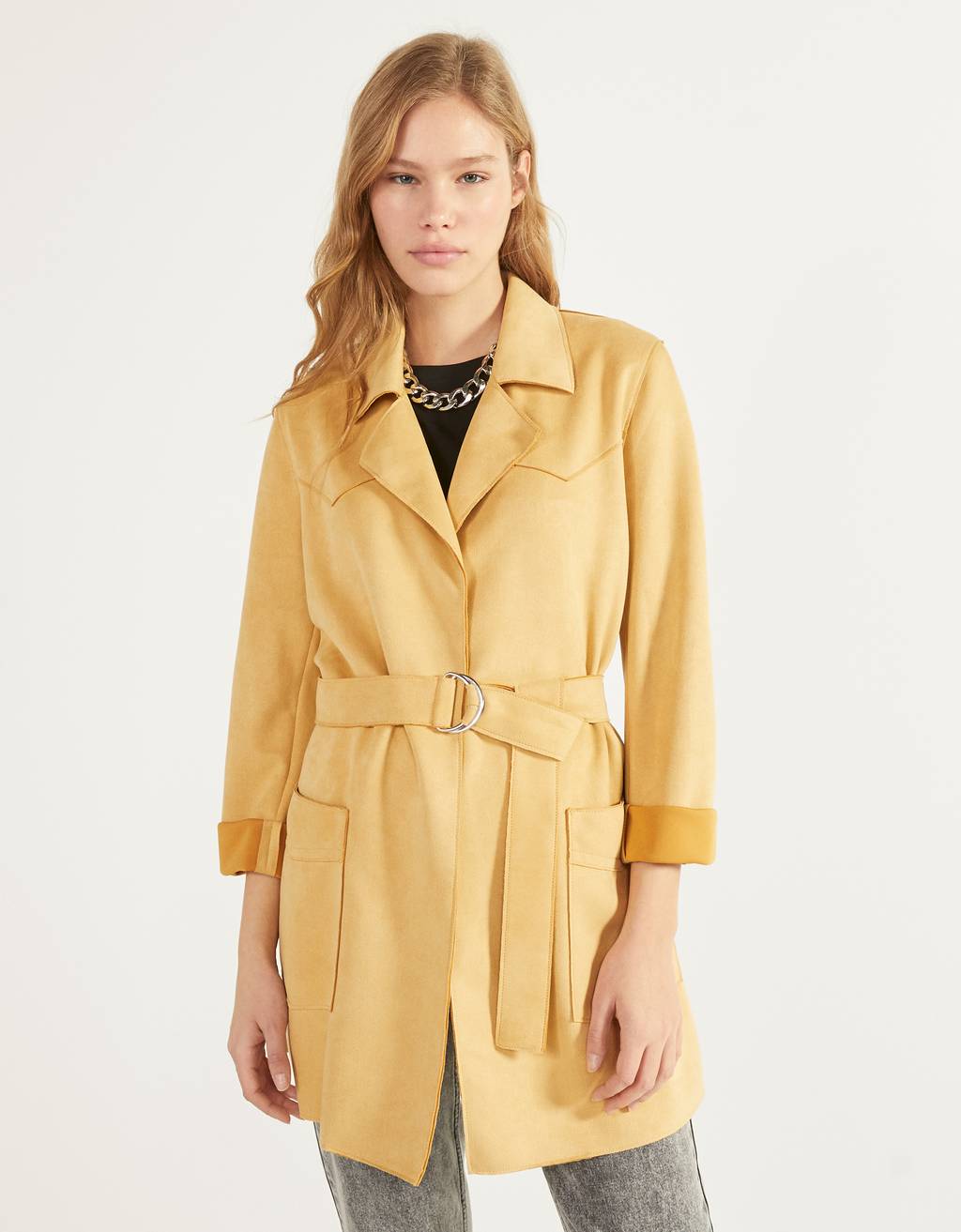 suede trench