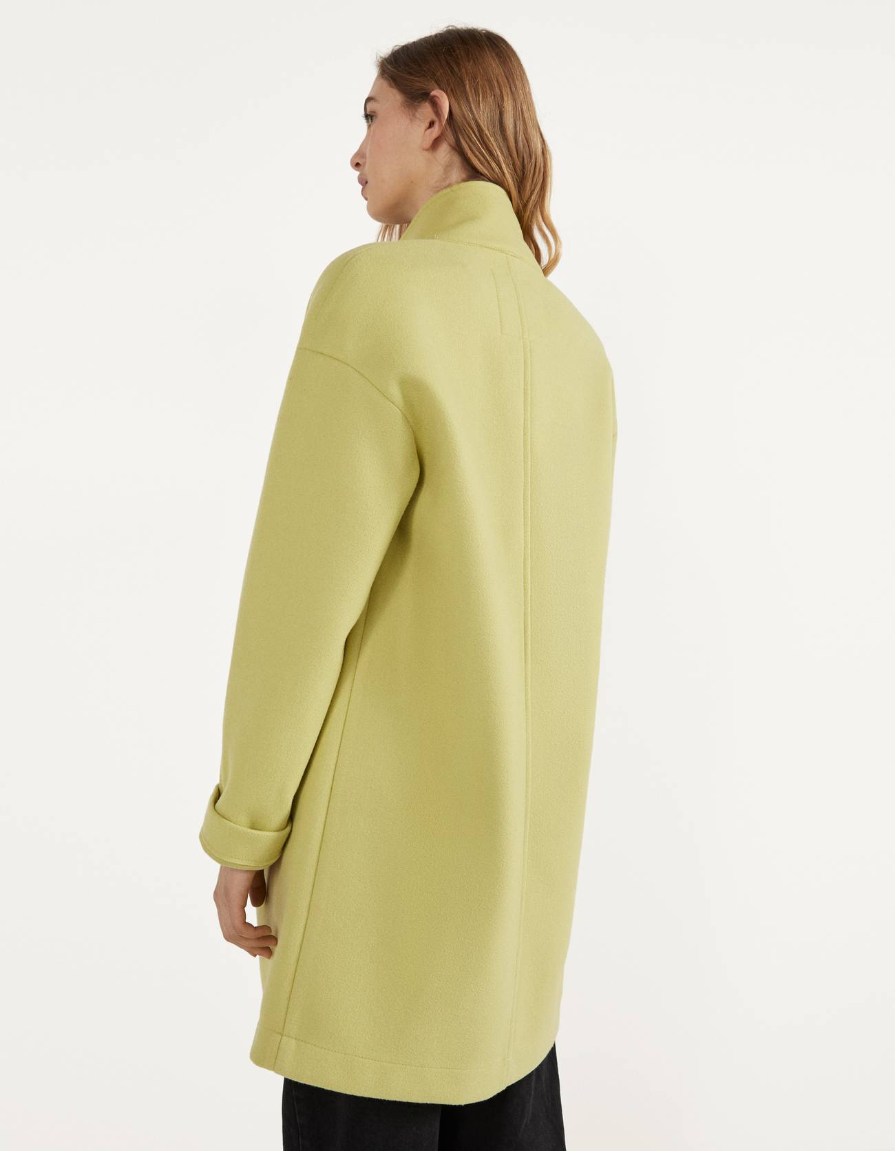 Длинное шерстяное пальто Зеленый Bershka