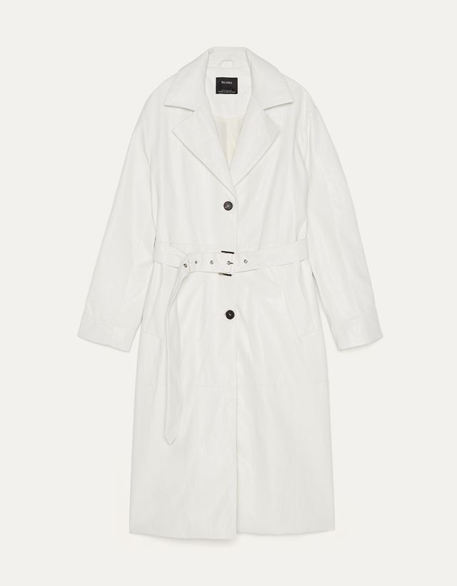 bershka faux leather trench coat