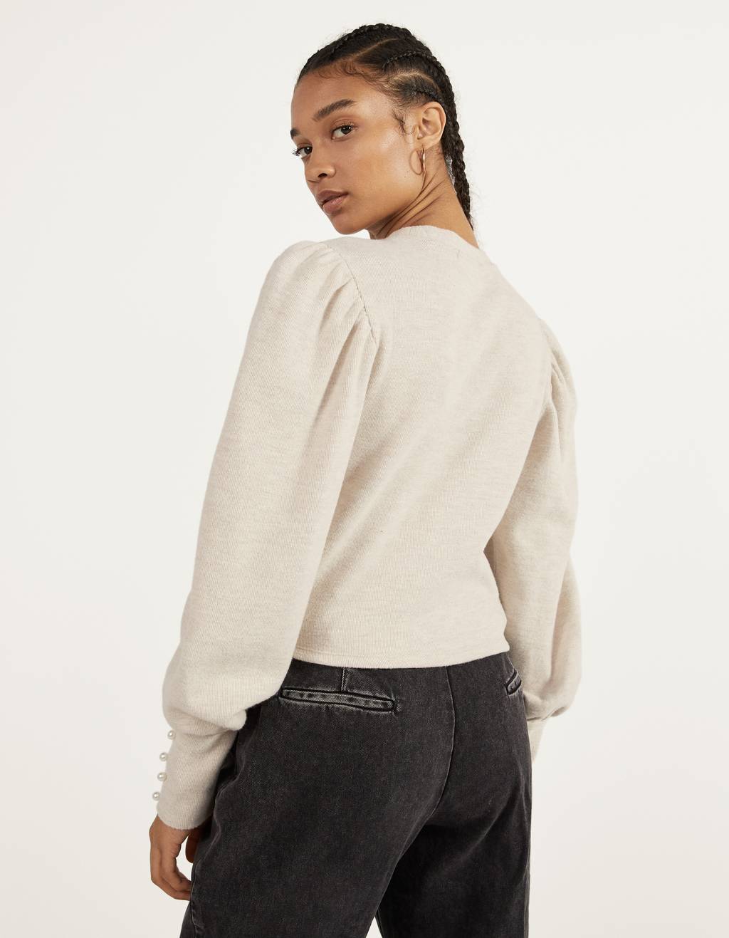 puff sleeve pearl jumper