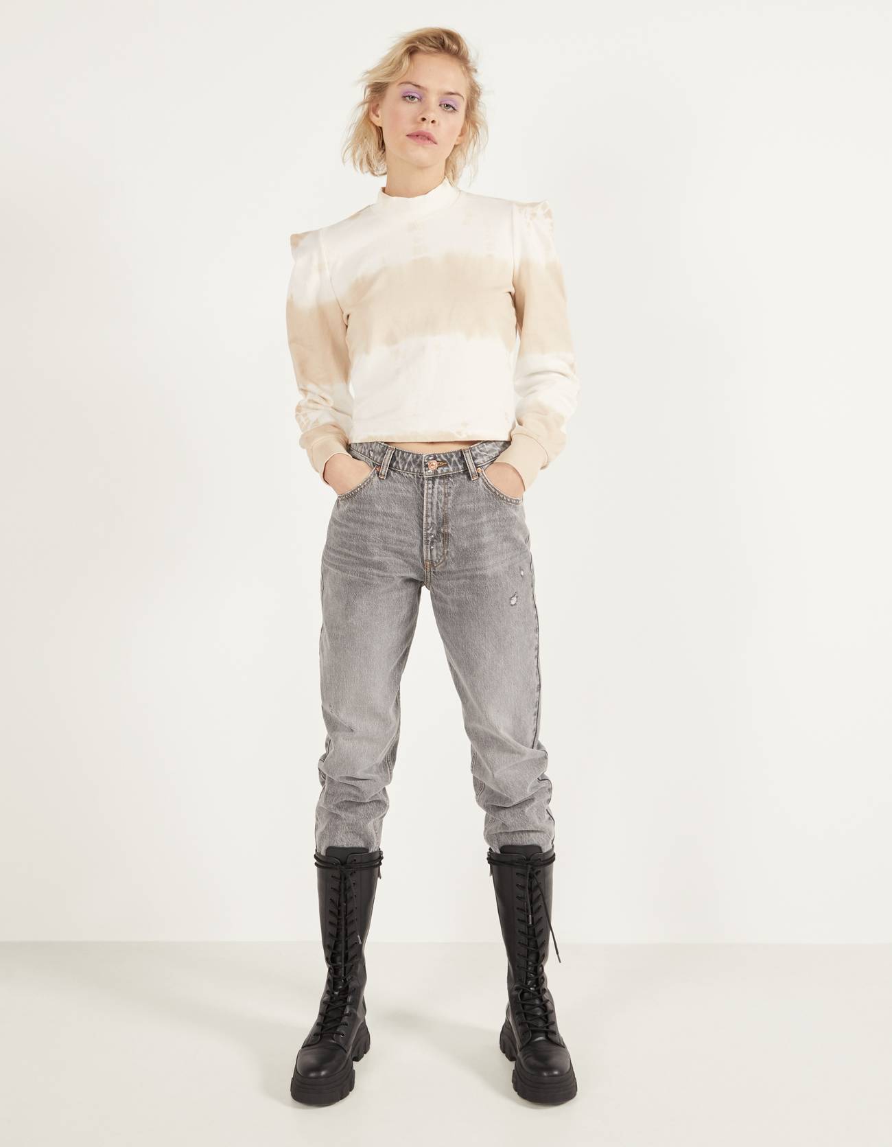 Bershka Vatkalı görünümlü sweatshirt 8 Bershka Vatkalı görünümlü sweatshirt 9