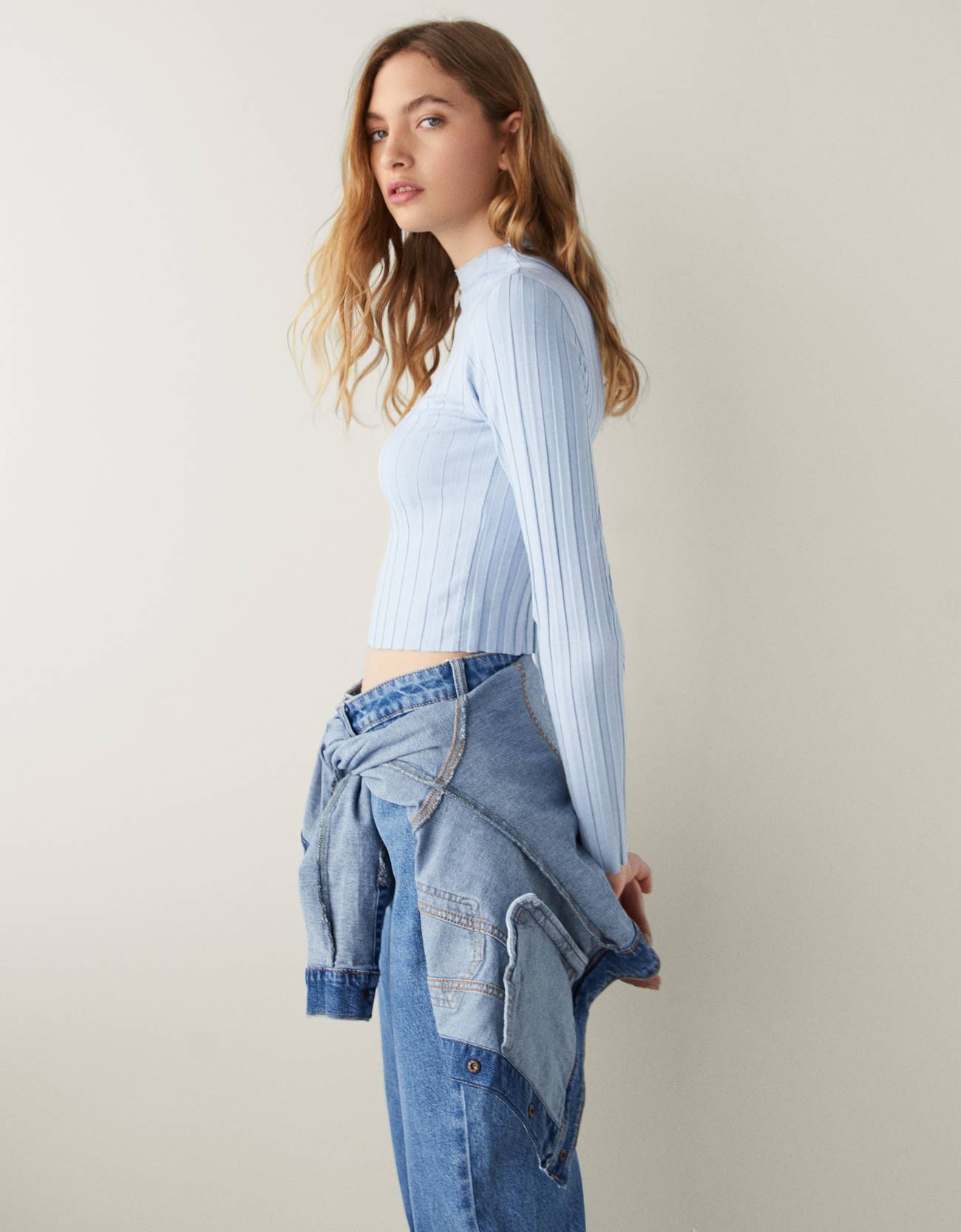 Bershka Uzun kollu fitilli t-shirt 0 Bershka Uzun kollu fitilli t-shirt 1