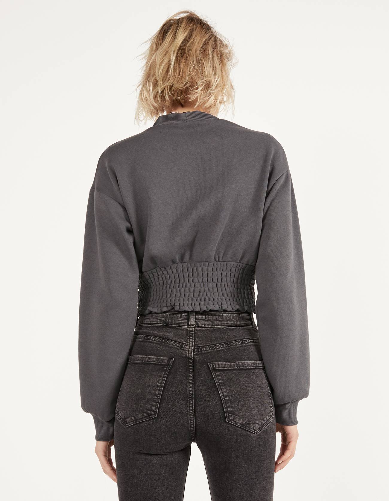 Bershka Elastik büzgülü sweatshirt 0 Bershka Elastik büzgülü sweatshirt 1