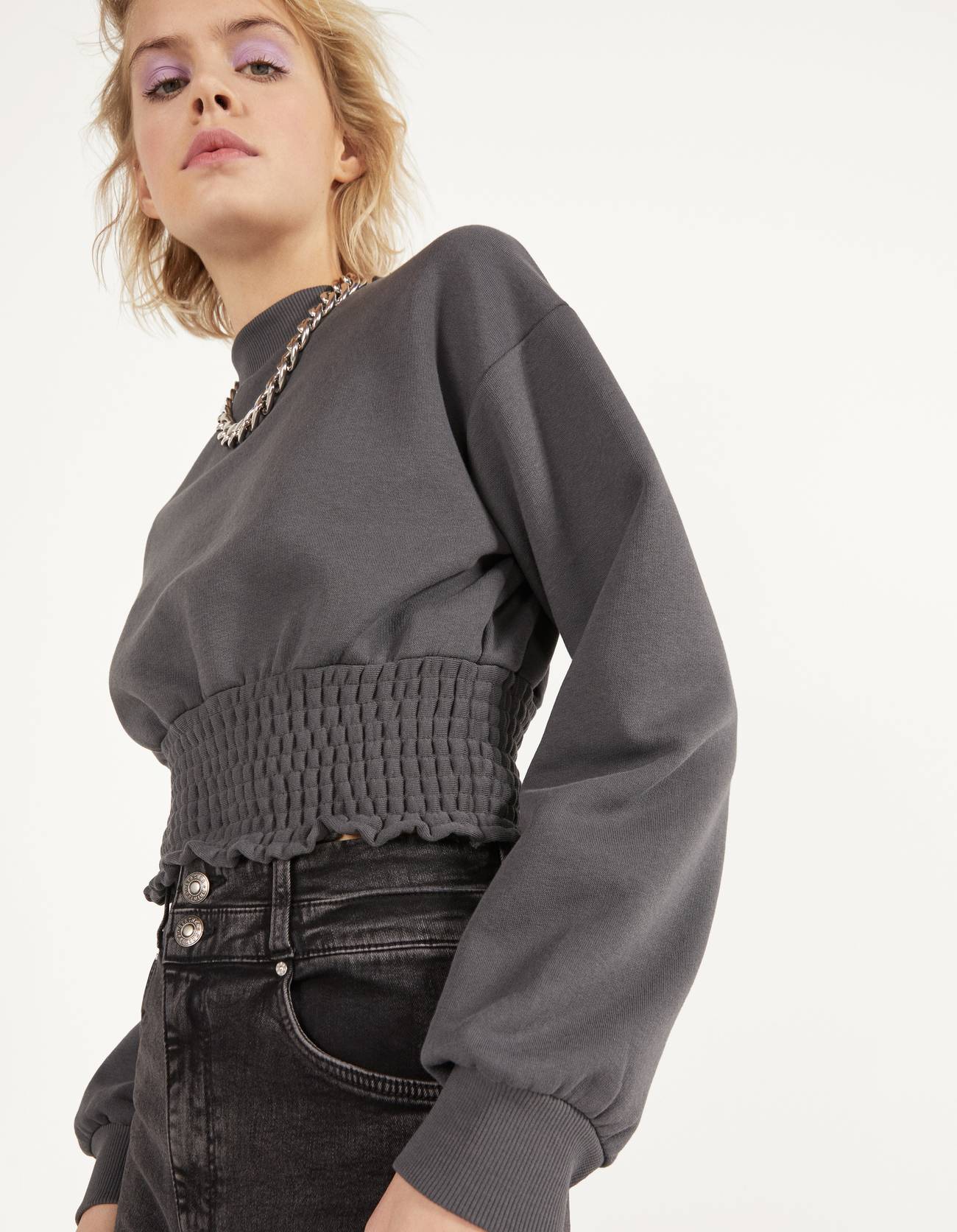 Bershka Elastik büzgülü sweatshirt 10 Bershka Elastik büzgülü sweatshirt 11