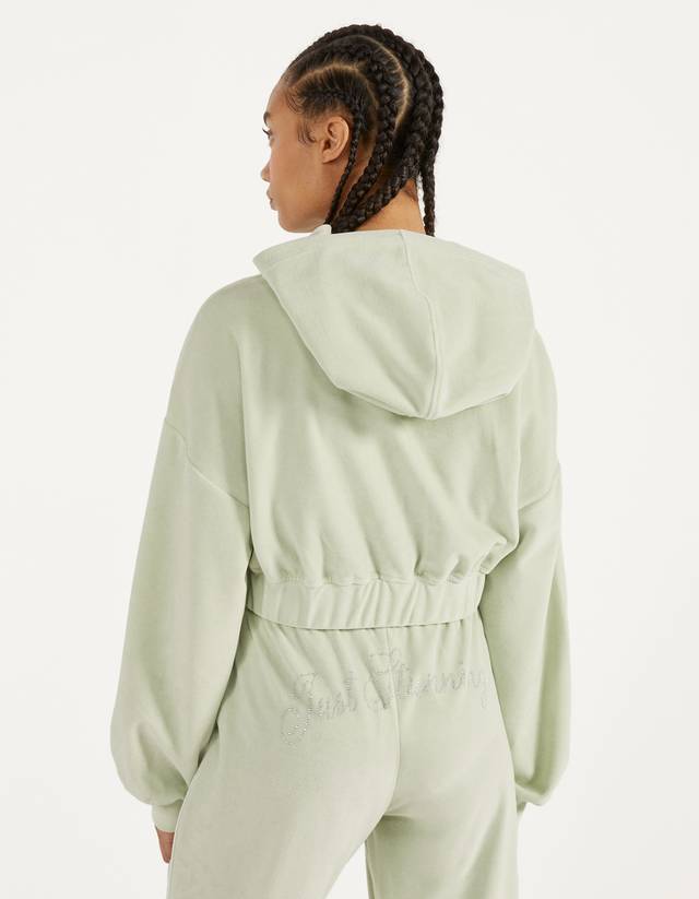Velvet hoodie with shiny details