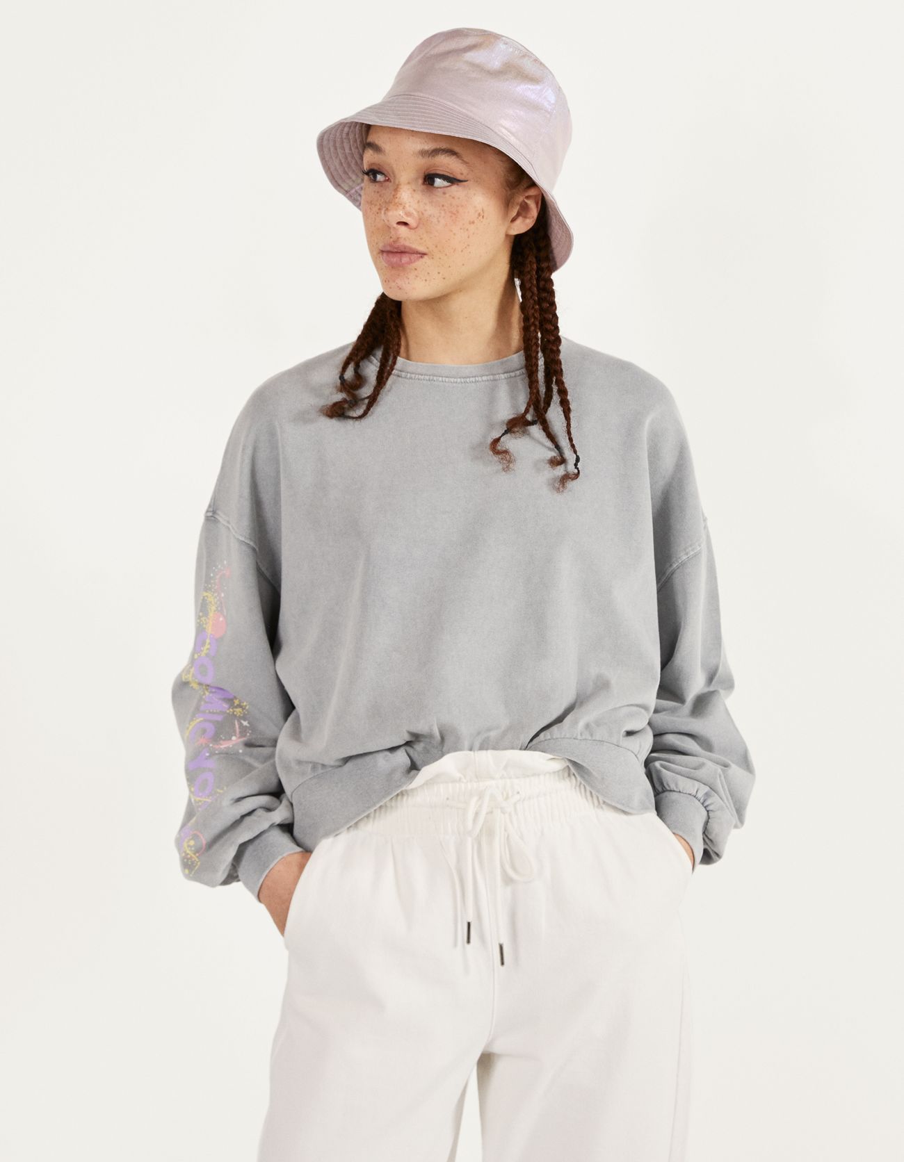 Printed sweatshirt - null - Bershka Poland