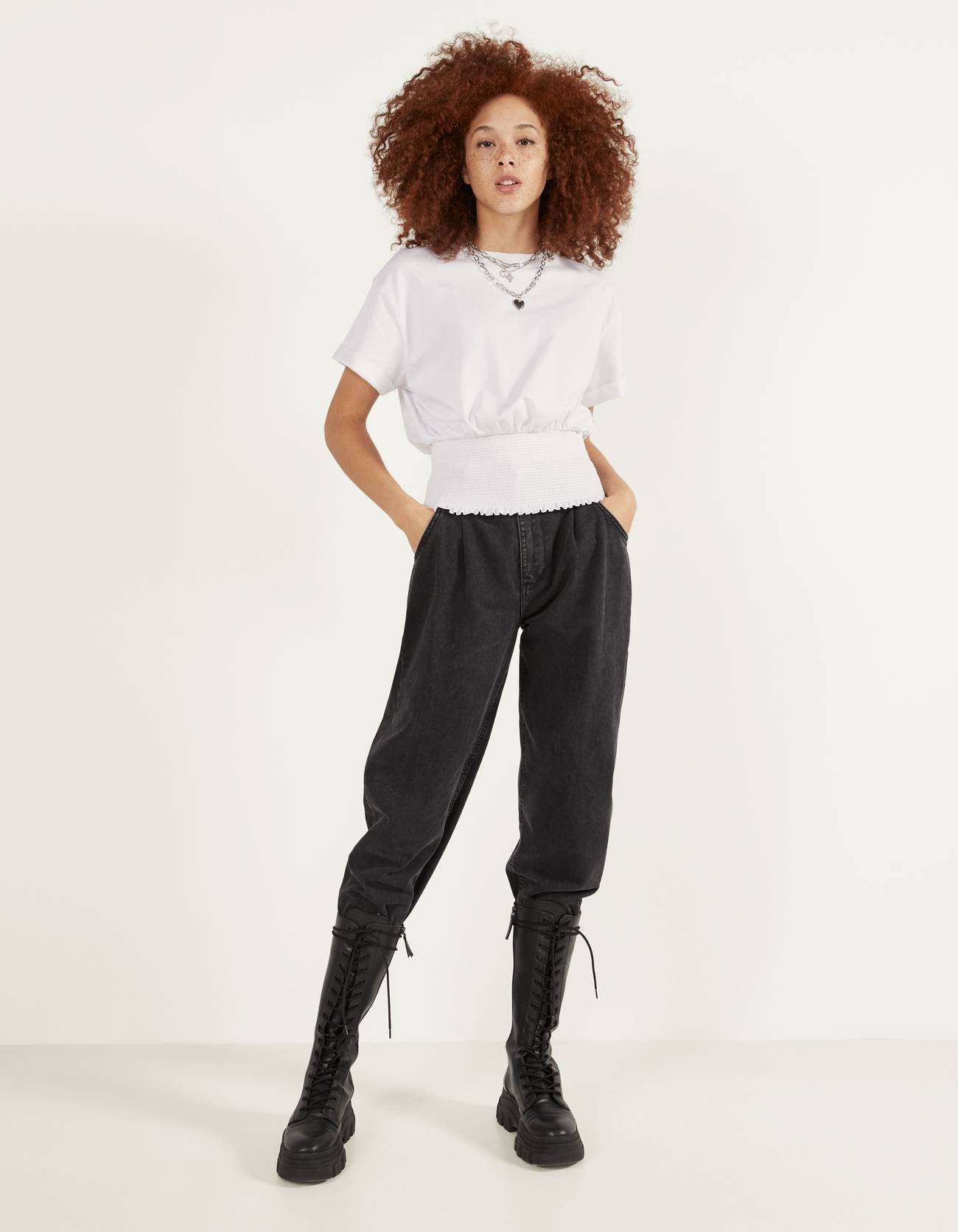 Bershka Büzgülü elastik t-shirt 4 Bershka Büzgülü elastik t-shirt 5