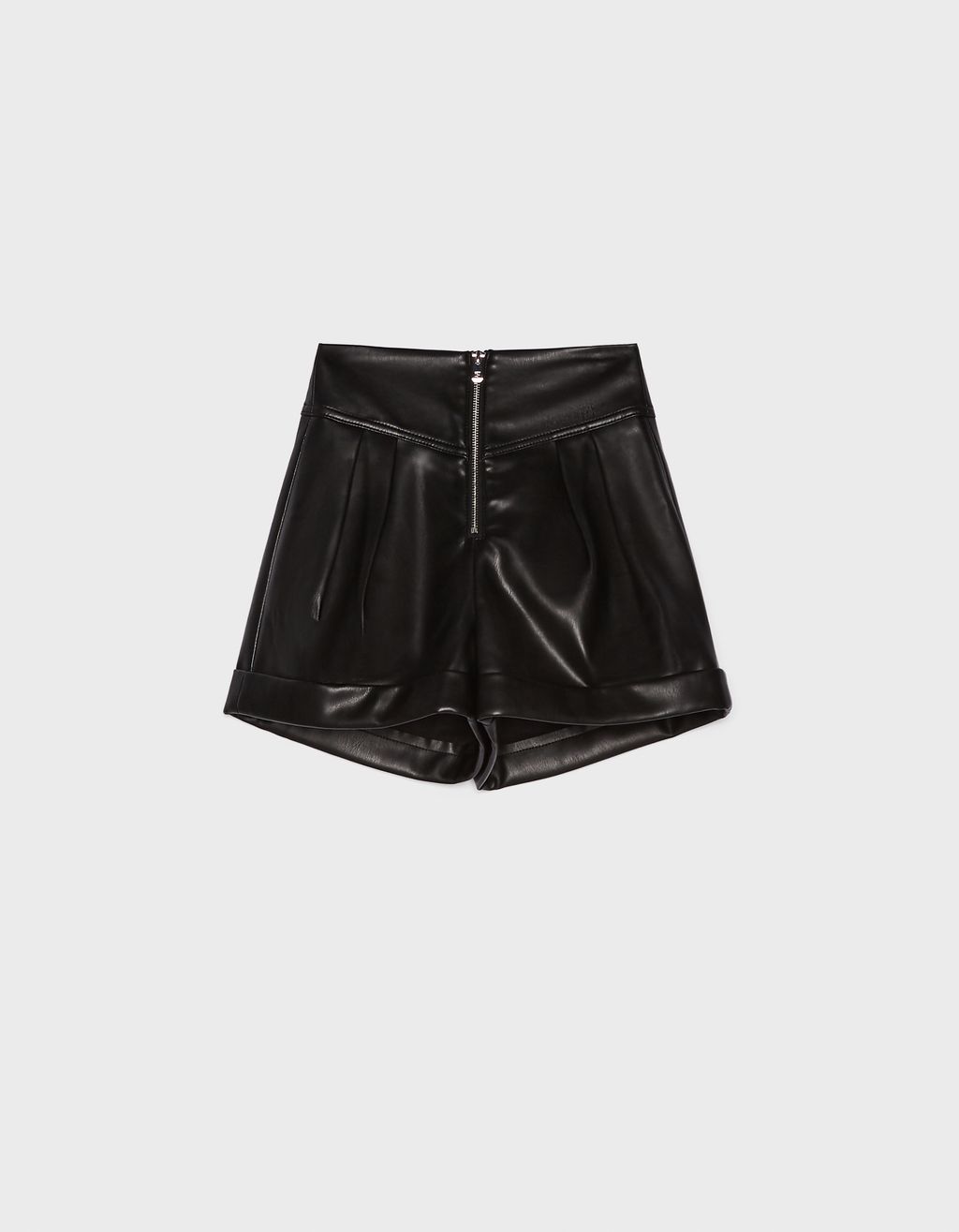 Zipped faux leather shorts - null 