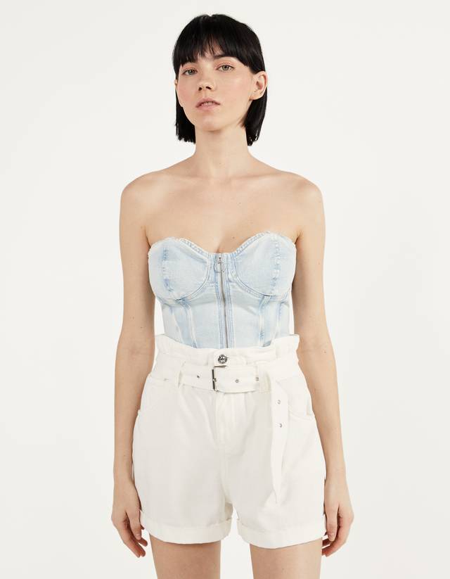 belted paper bag shorts