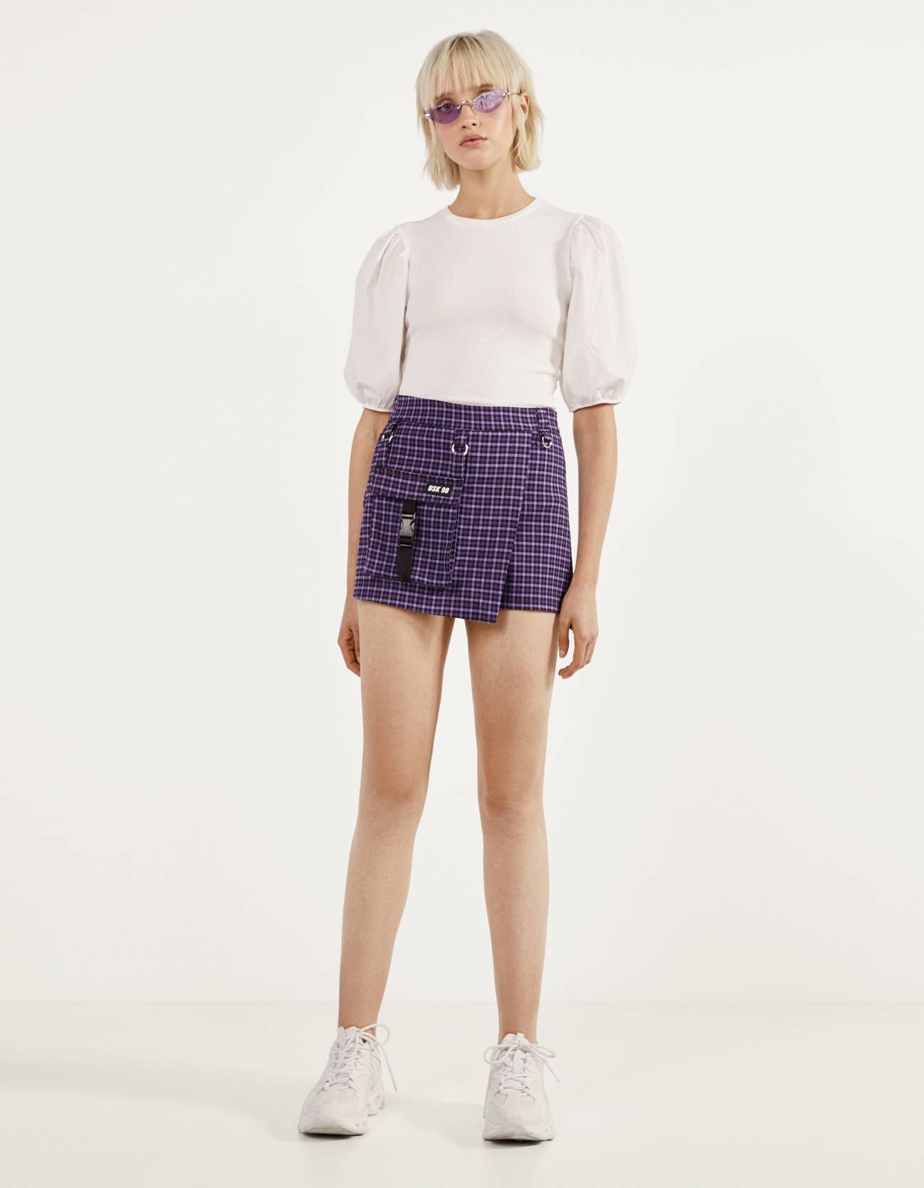Базовая юбка-шорты Фиолетовый Bershka