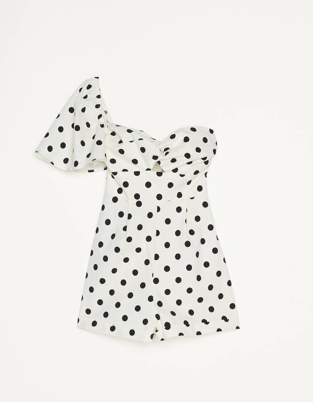 white polka dot playsuit