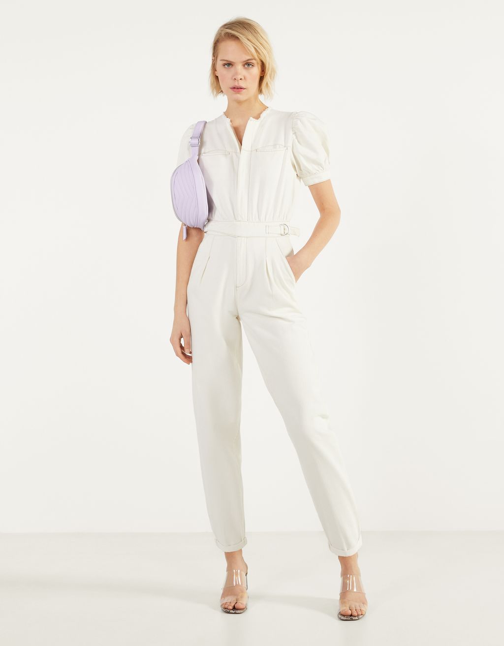 bershka jumpsuit beige