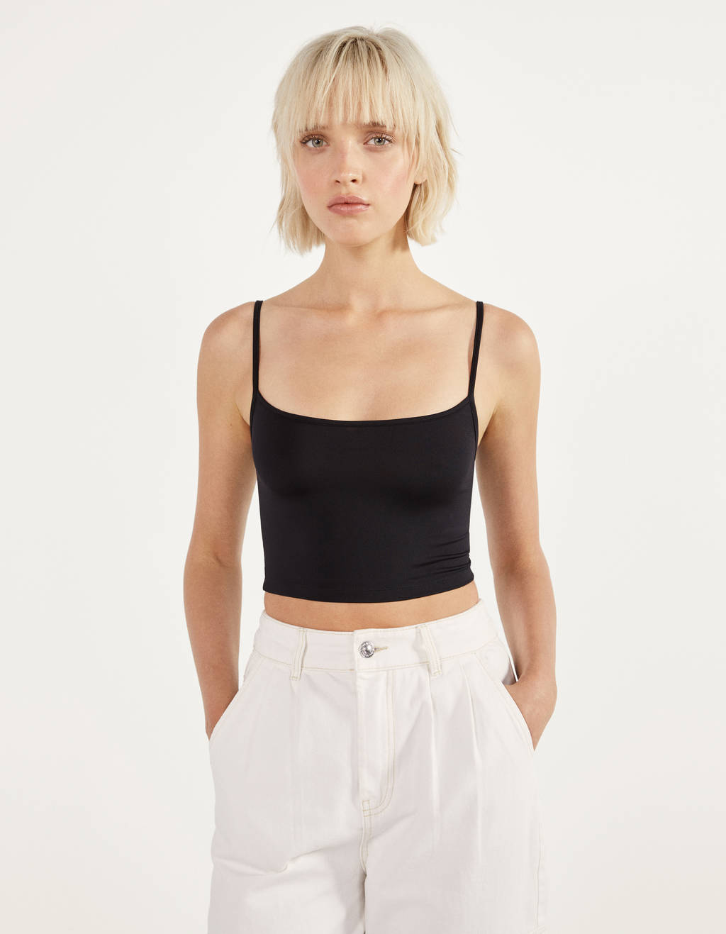 Top cropped de tirantes - null - Bershka España