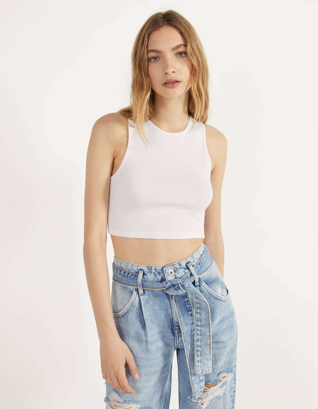 Sleeveless top - Plain - Bershka Poland