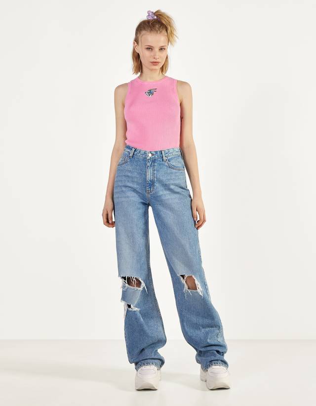 Sleeveless Space Jam x Bershka top 