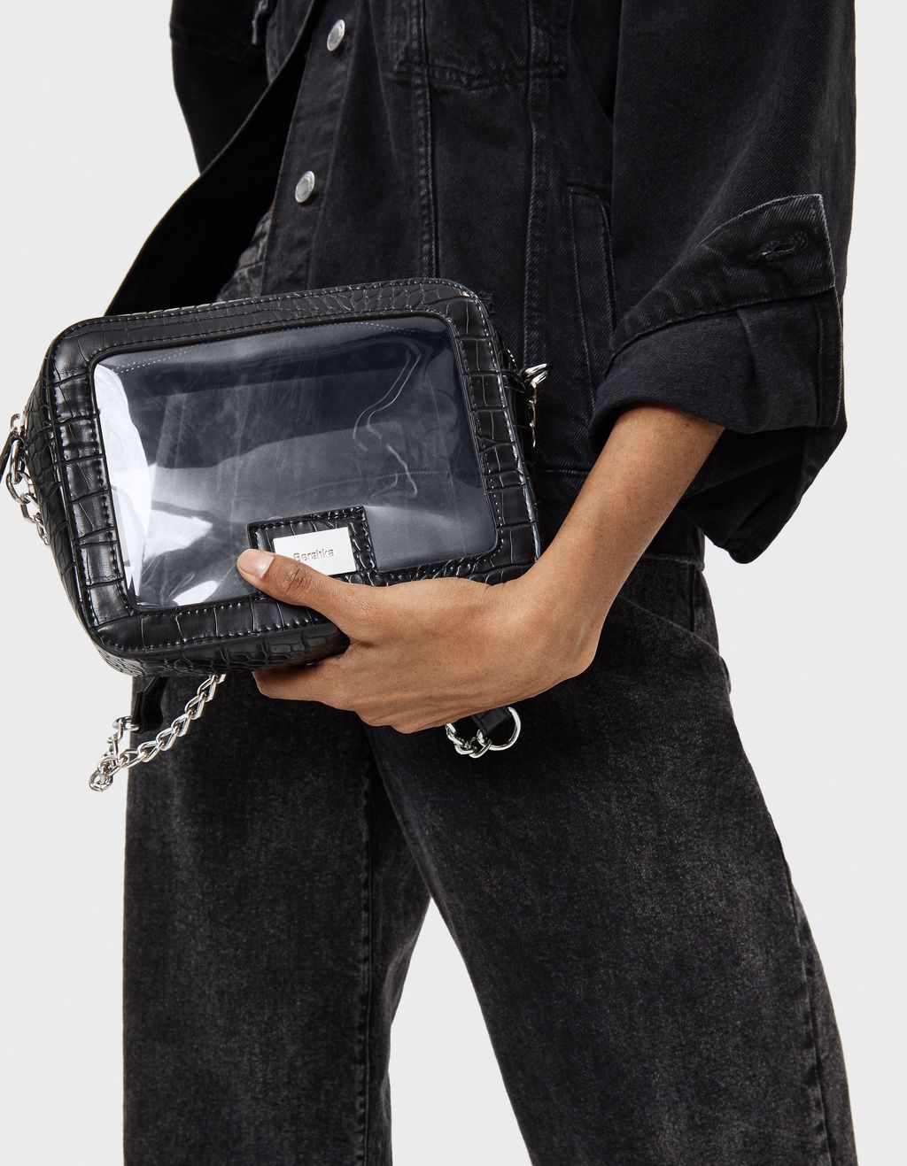 Clear handbag with chain - null - Bershka Poland