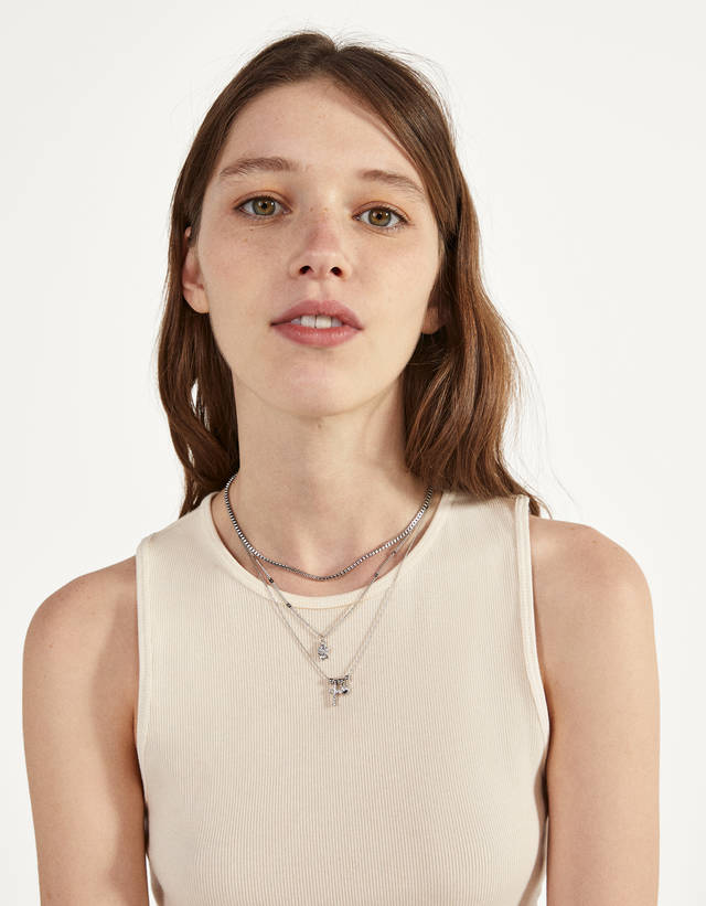 Uclu Kolye Denim Bershka Turkey