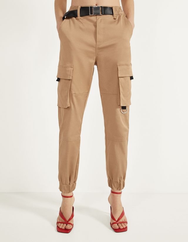 belted cargo pants womens