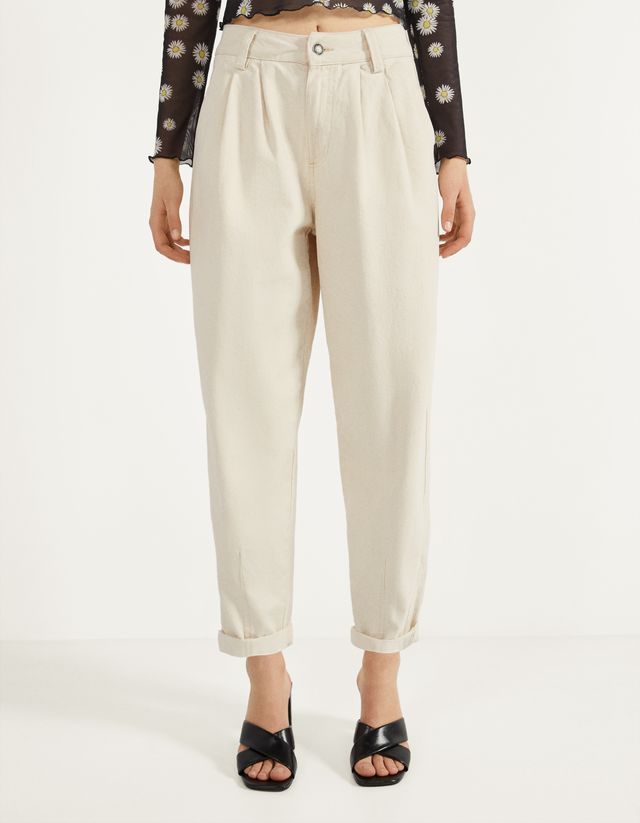 white slouchy trousers