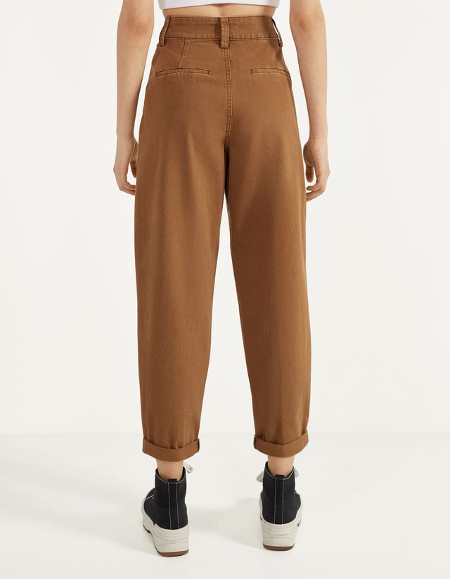 bershka pleat top slouchy trousers