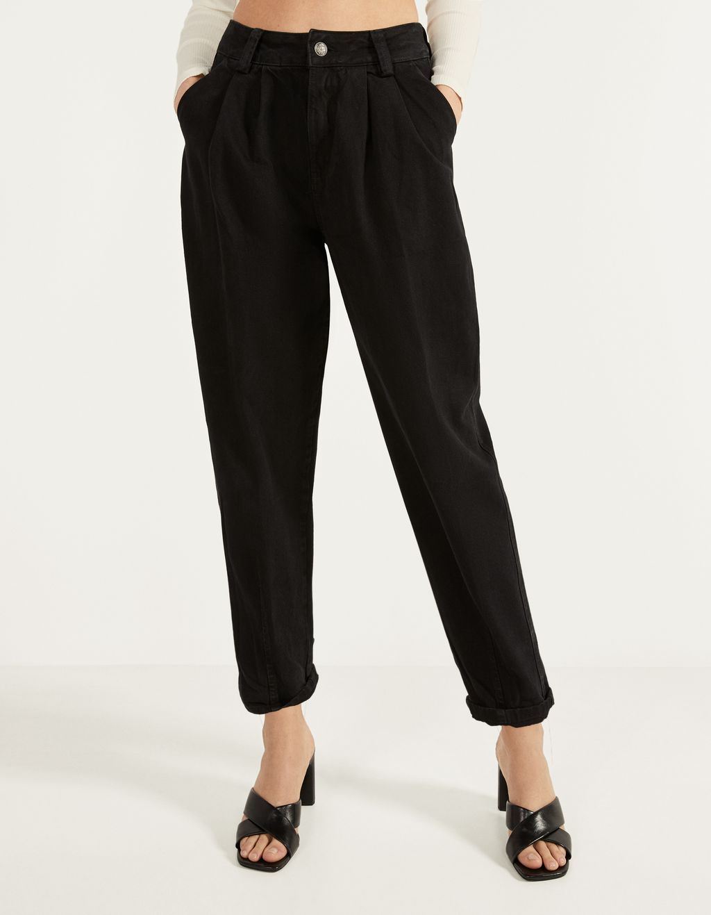 bershka pleat top slouchy trousers