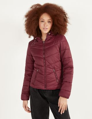 bershka hooded puffer jacket