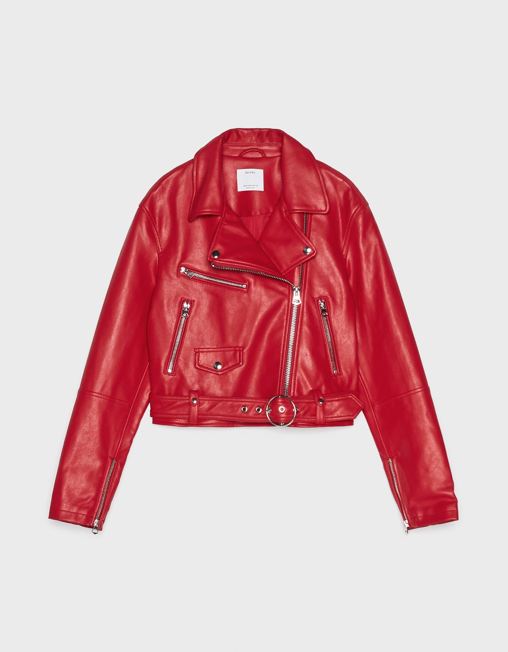 bershka red leather jacket