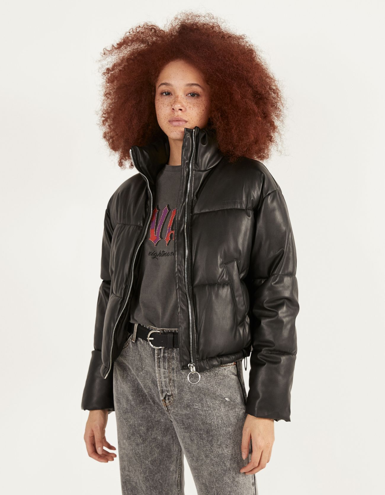 bershka puffer jacket with hood