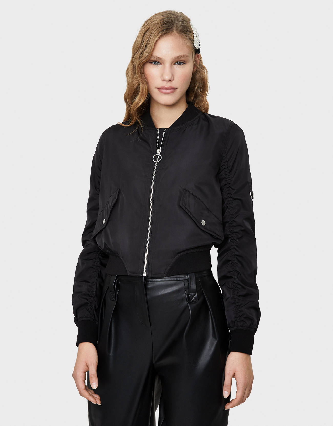 bershka black bomber jacket