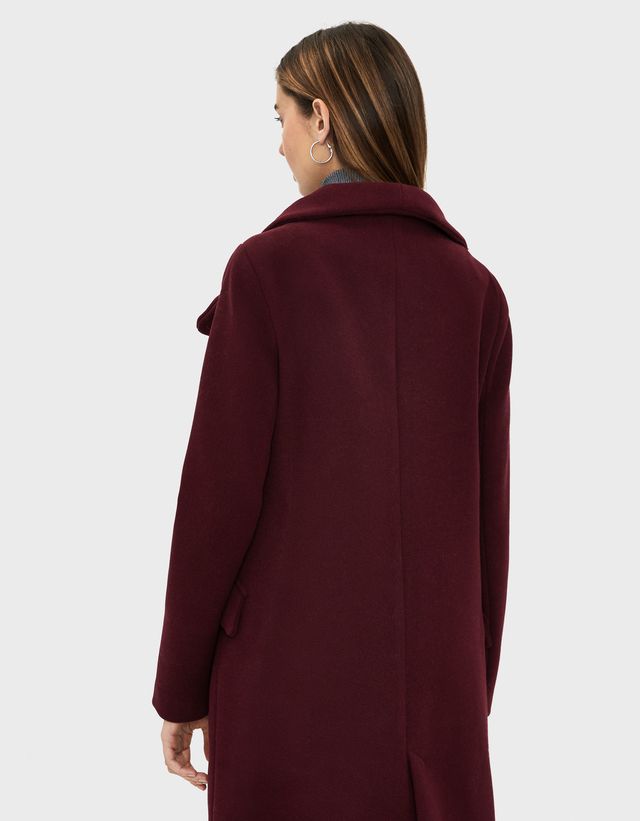 funnel neck wool coat women