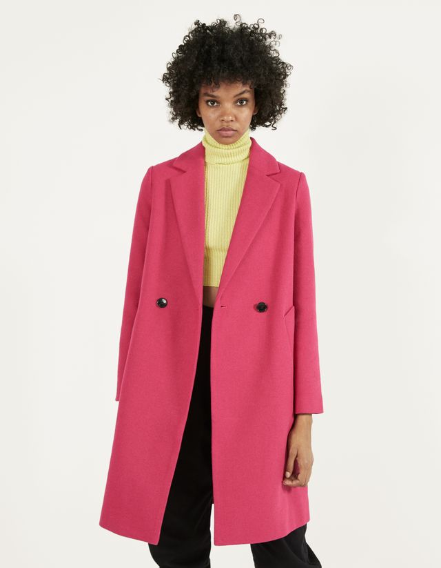 bershka wool coat with belt