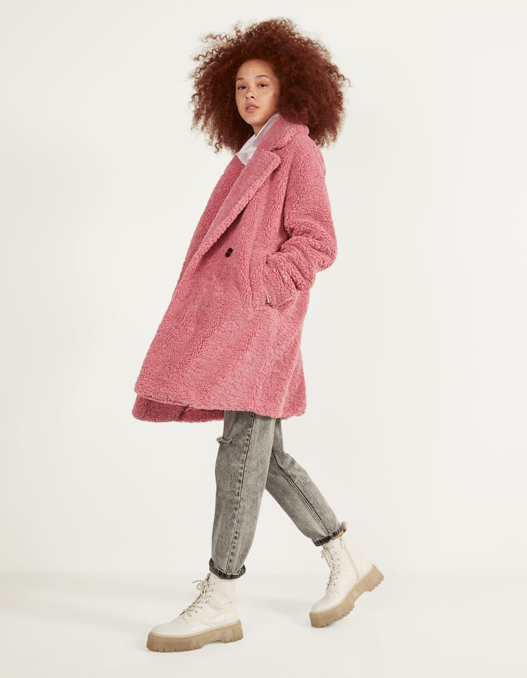 bershka pink coat