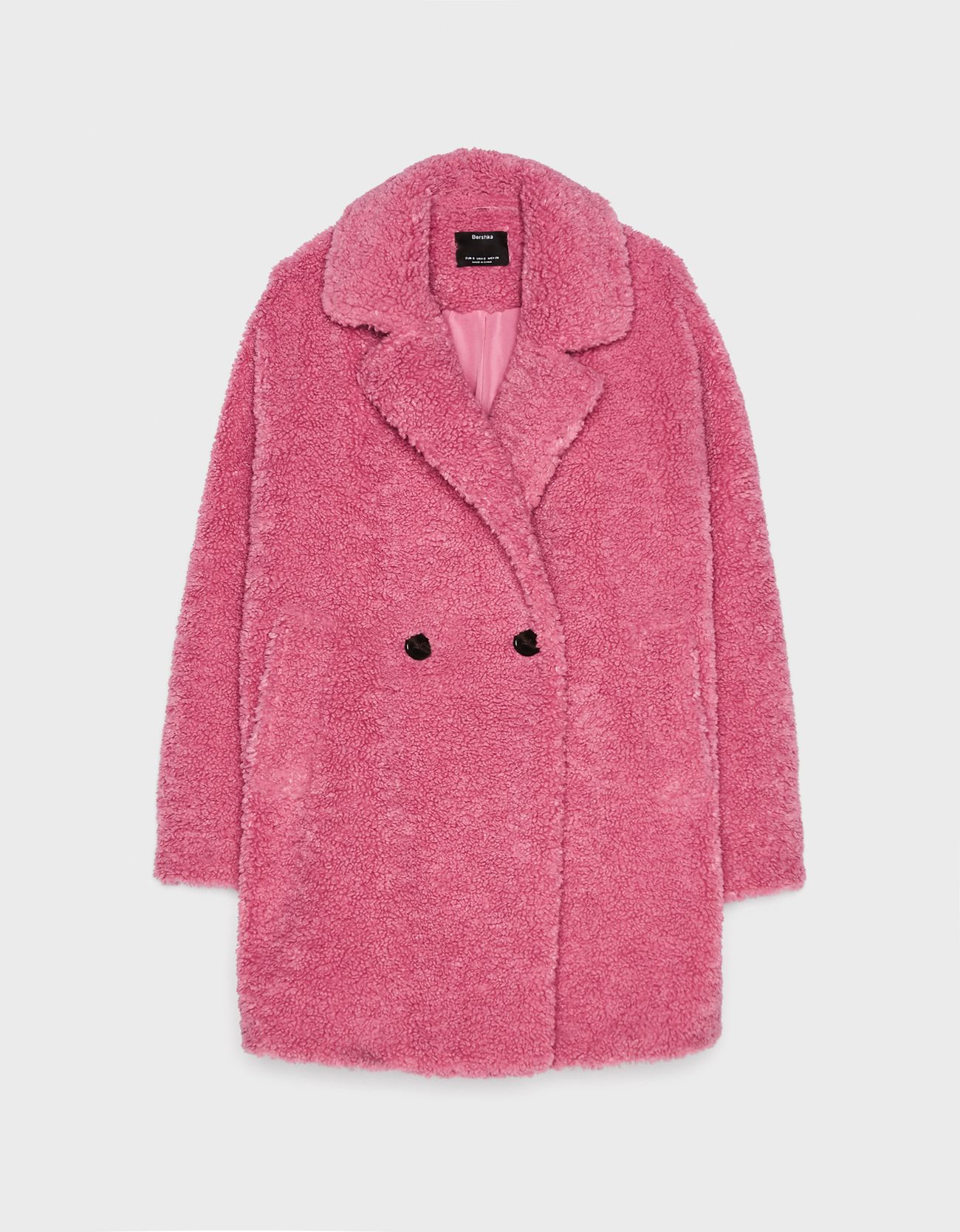 Пальто из меха под овчину Розовый Bershka