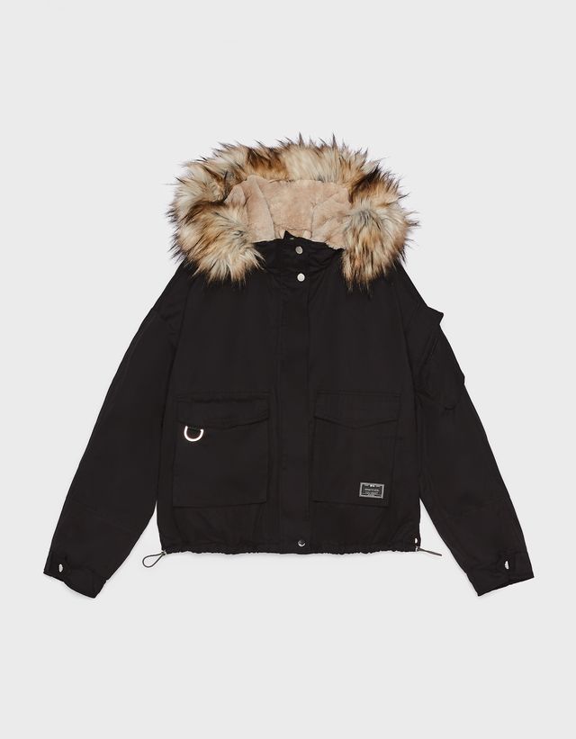 cropped parka coat