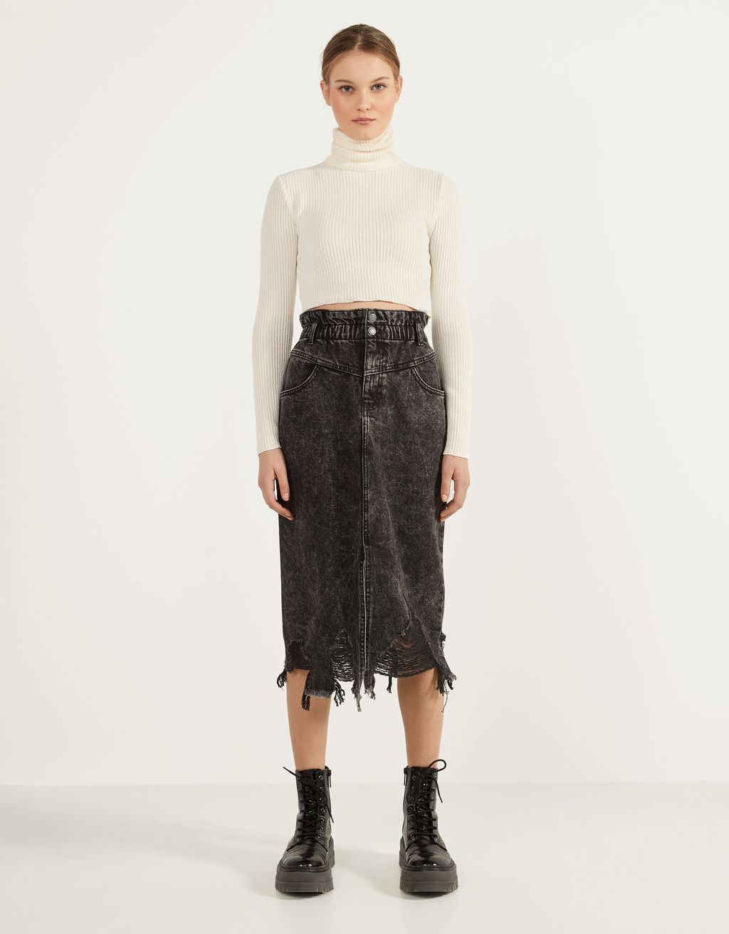 Long sleeve turtleneck crop top - null - Bershka Panama