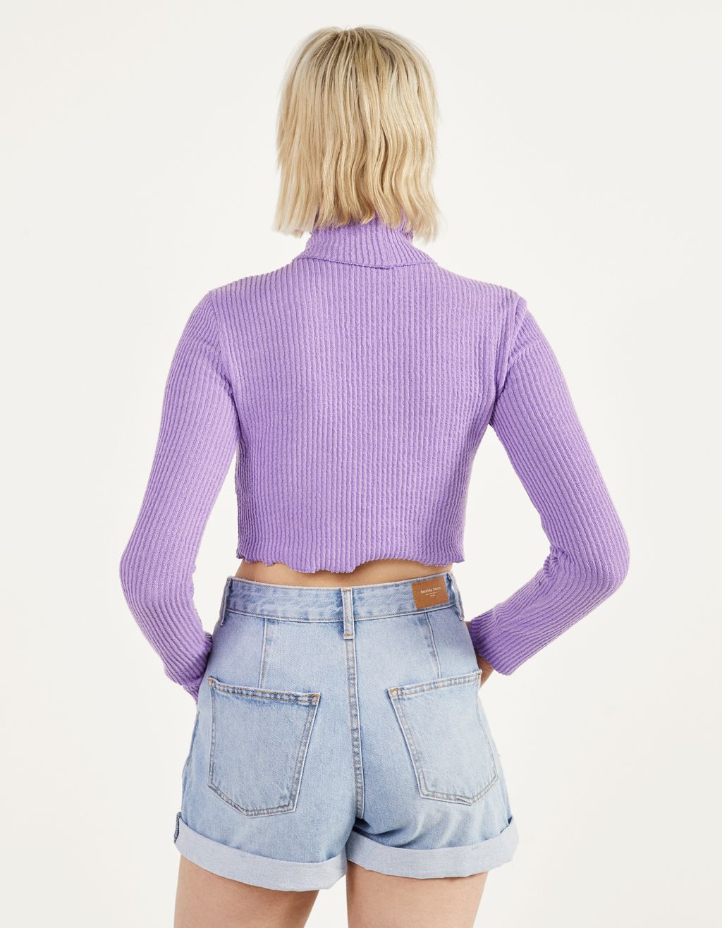 lavender turtleneck crop top