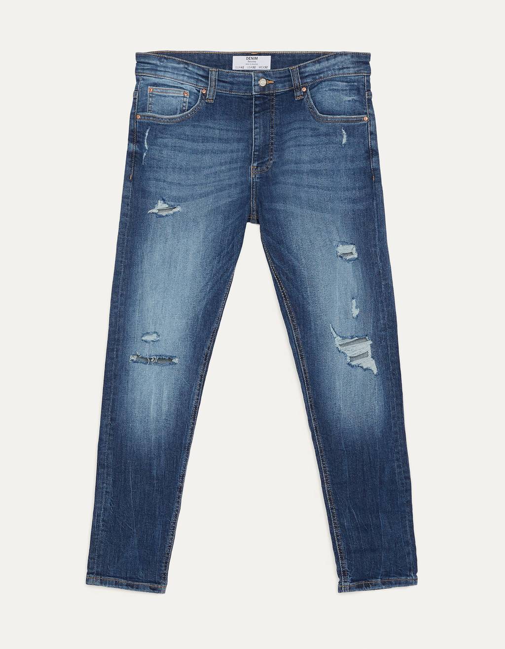 Ripped carrot fit jeans - null 